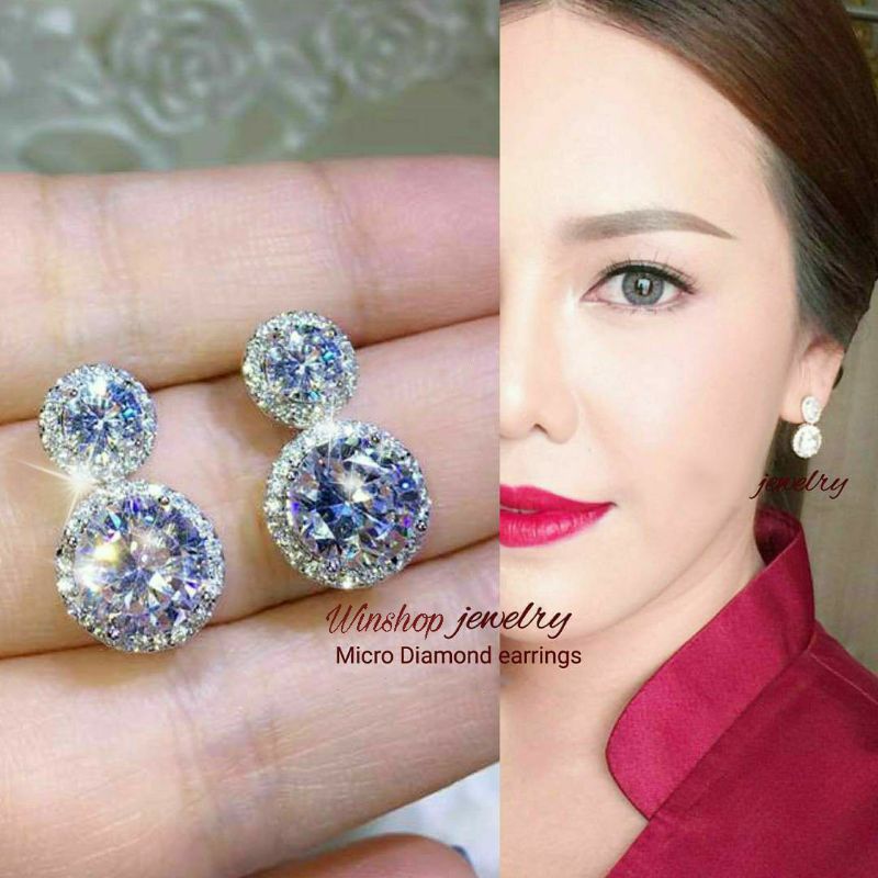 Anting Swarovski Wanita Anting Emas Berlian Replika Anting Perak Silver Anting Emas Putih Anting Kor