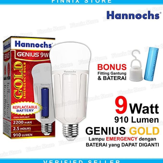 Diskon Hannochs Genius Gold Lampu Bohlam Led Emergency 9 Watt - Fungsi Ac Dc Terbaru