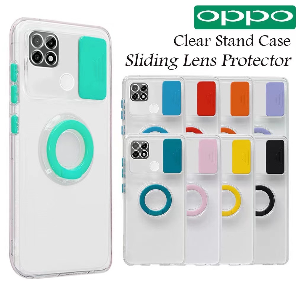 Case Transparan Dengan Jendela Geser Anti Jatuh Untuk oppo A15 A15S A54 A5S A7 A11K F17 Pro Reno 4 F A3S Realme C1