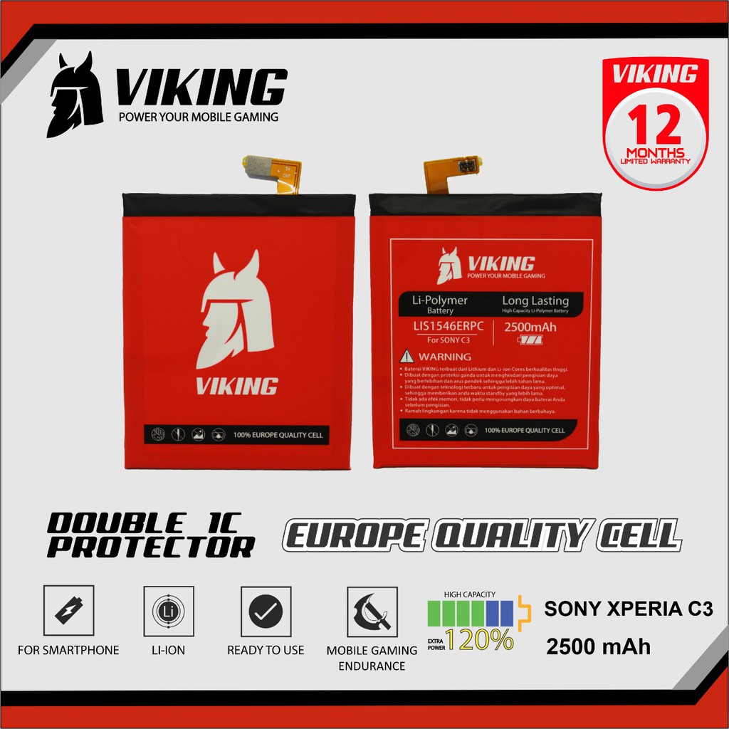 Baterai Viking 2500mAh Sony Xperia C3 - Double Power Batere batrai