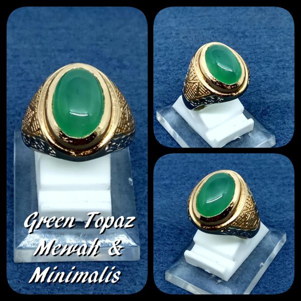 CINCIN BATU AKIK NATURAL GREEN TOPAZ HIGH QUALITY PREMIUM KANTORAN