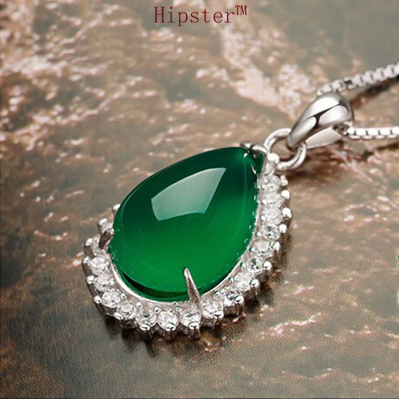 Best-Selling Elegant High-Grade Affordable Luxury Fashion Pear-Shaped Natural Emerald Diamond Pendant Necklace