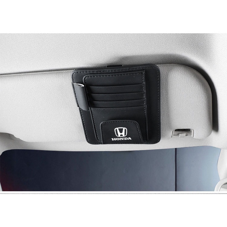 G-club Tas Sun Visor Mobil Bahan Kulit Dengan Slot Penyimpanan Keping CD DVD Dan Pulpen Honda