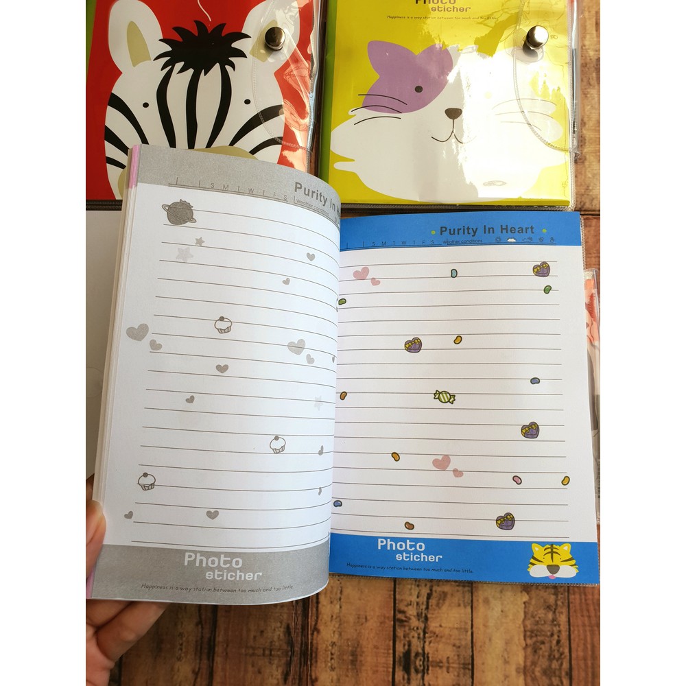 Diary Kancing A5 Cute Photo Sticker Bonus Pen 3559 - Buku Cute Photo Sticher A5 - Notepad HYN-223559