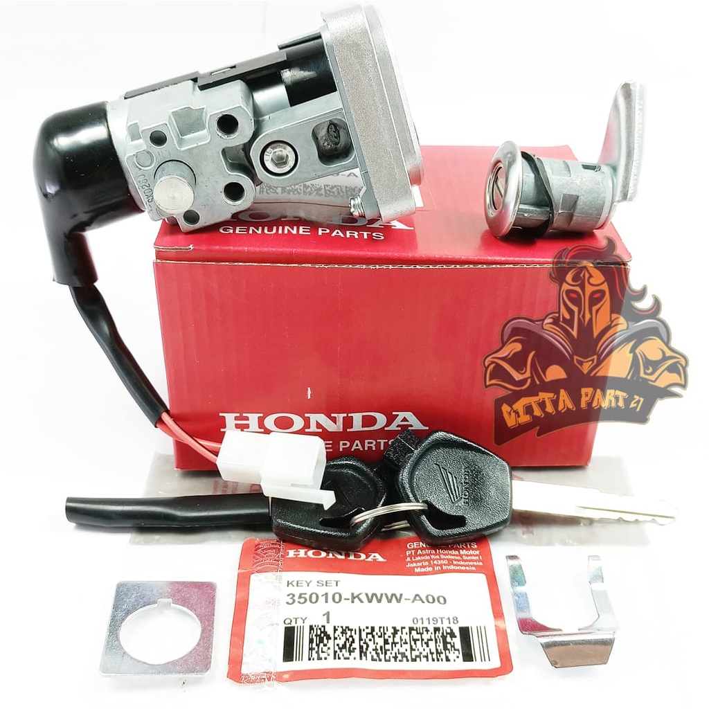 KUNCI KONTAK SET PLUS JOK BELAKANG HONDA KWW KUALITAS ASLI ORIGINAL HONDA AHM PRESISI PAS TINGGAL PASANG AWET DAN DIJAMIN MANTAP / KUNCI REVO ABS / KUNCI REVO ABSOLUTE / KUNCI REVO FIT / KUNCI BLADE KARBU / KONTAK REVO ABSOLUTE / KONTAK BLADE KARBU