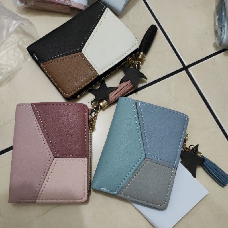 Medan Termurah KD26 Korean style Dompet  lipat kancing import warna soft