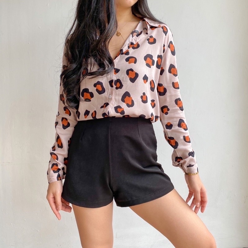 atasan 2tone leopard / kemeja 2tone leonita