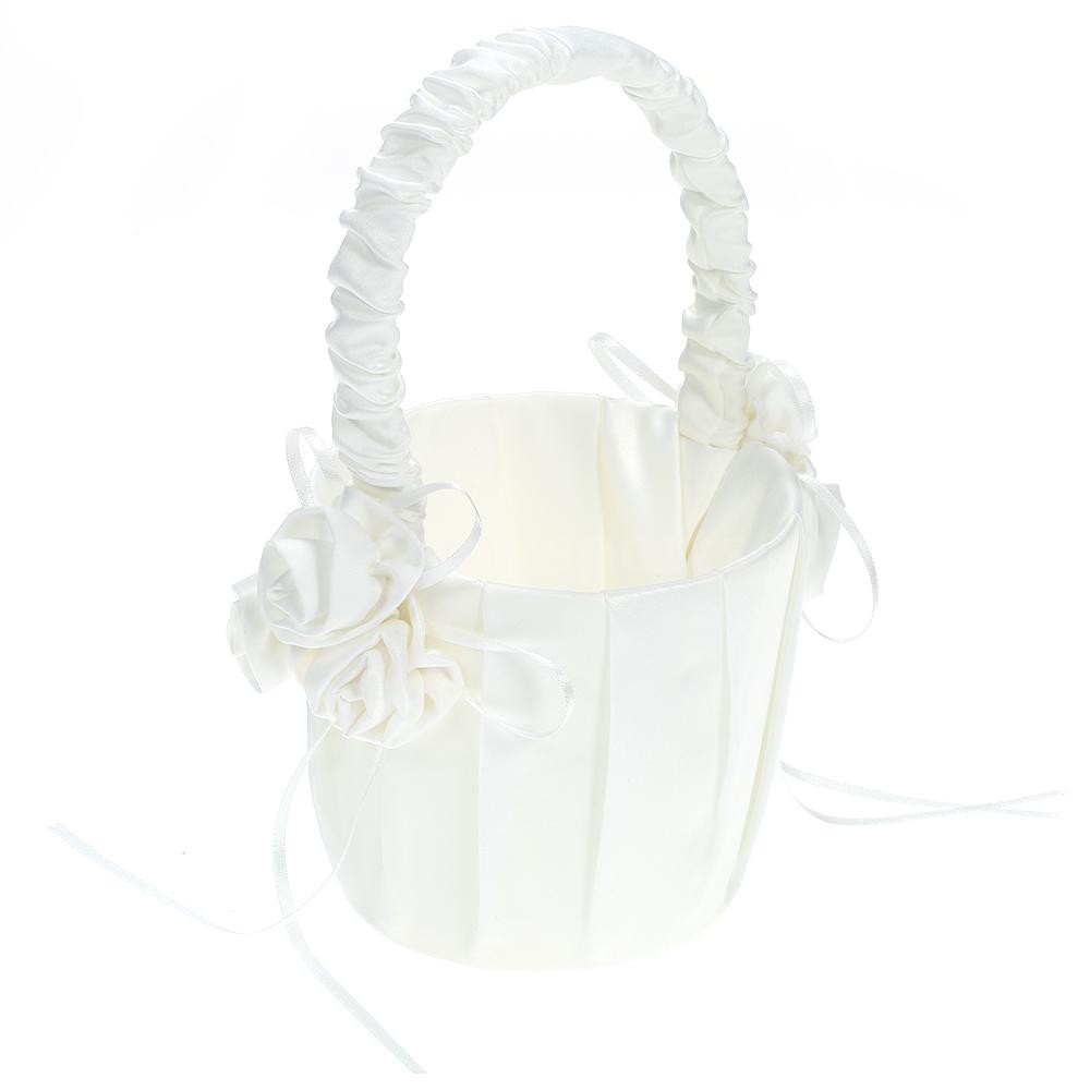Ms 7 7 Inches White Satin Ring Bearer Pillow And Flower Girl