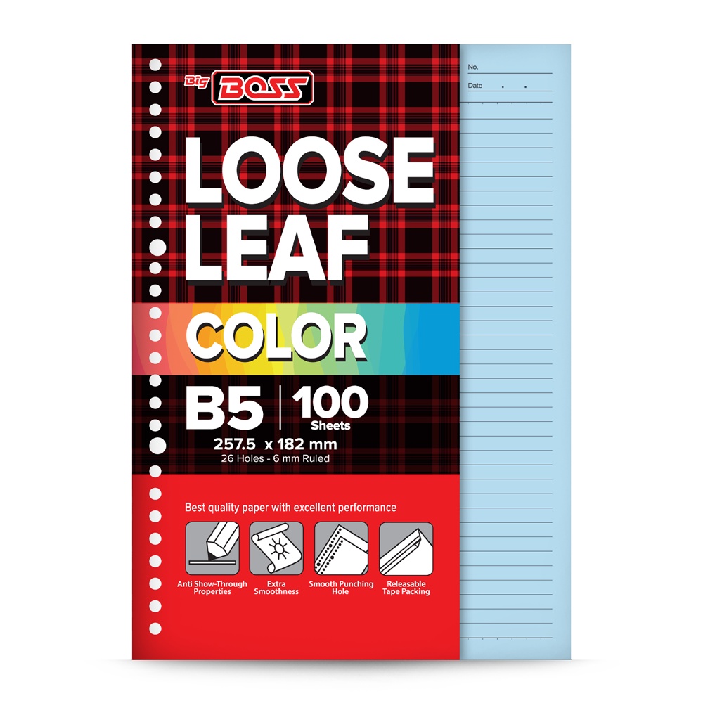 

Big Boss Loose Leaf B5 100 Lembar Blue Kertas Binder