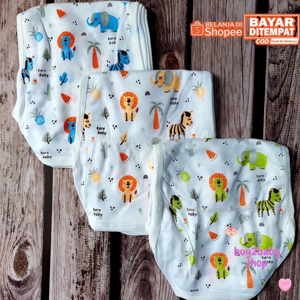 Popok bayi full print motif warna dan putih Tara Babywear 0-3 Bulan isi 3 PCS