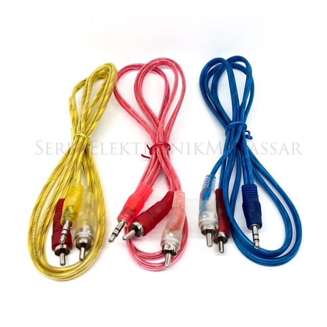 Kabel Audio 2 Plug RCA to 1 Jack Mini Stereo 3.5mm 1.2meter