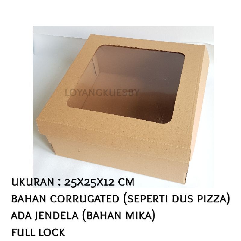 

25x25x12 CM 25x25 CORRUGATED BOX JENDELA MIKA KOTAK HAMPERS KOTAK KADO DOS KUE TART BOLU CAKE TEBAL