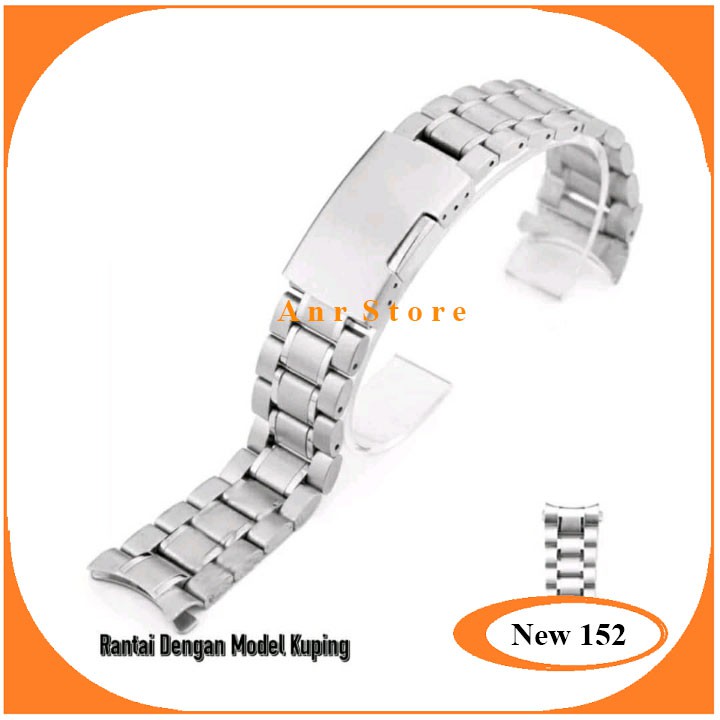 Tali Jam Tangan Rantai Rante Solid Padat Curved Model Kuping 18 20 22 24 26 mm