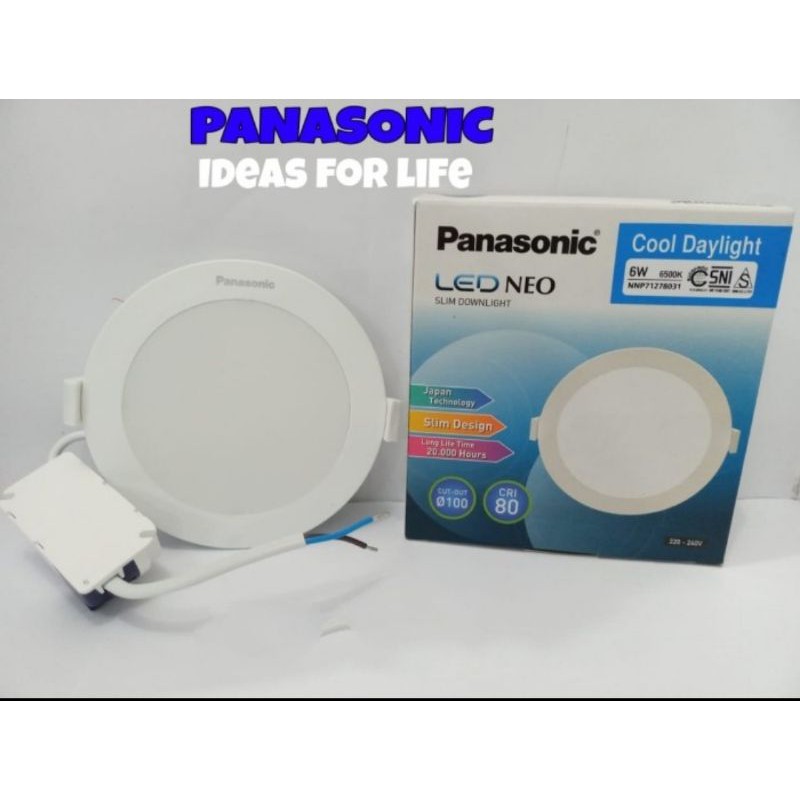 Panasonic Downlight Led Panel 6W 6 Watt Inbow Tanam Plafon