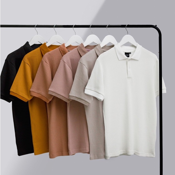 Jual Kaos POLO WAFFLE Pria Premium / Kaos Pria Berkerah - Blank Apparel -  Shibuya Polo Waffle | Shopee Indonesia