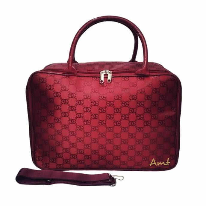 Murah Tas Travel Bag Koper Piknik Besar Tali Panjang Bahan Tebal - Maroon Paling Bagus