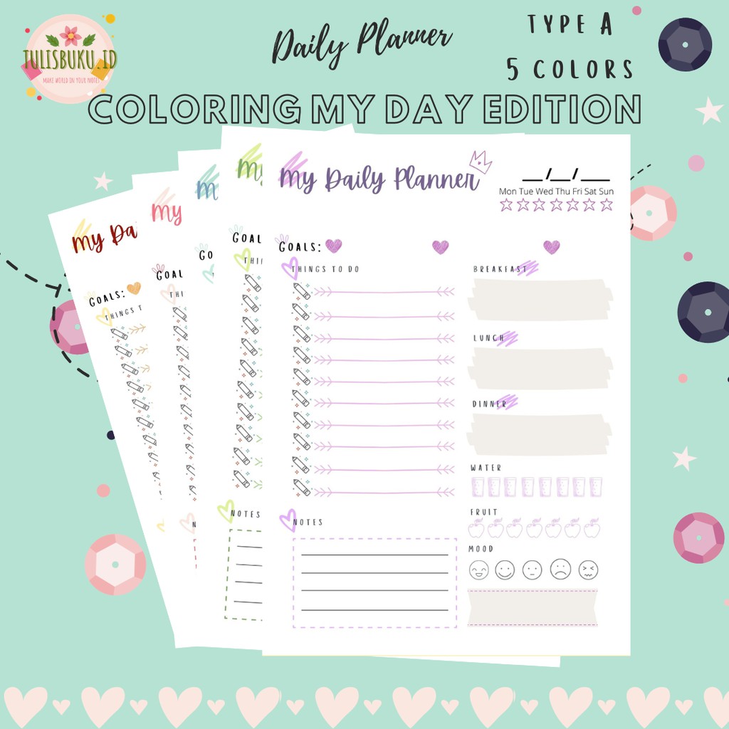 

DAILY PLANNER COLORING MY DAY ISI 40 HAL LOOSE LEAF ISI BINDER A5 / B5 LUCU PASTEL BY TULISBUKU.ID