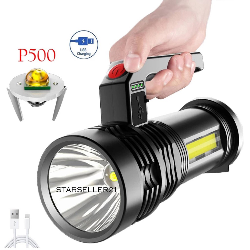 Senter LED Super Terang Rechargeable + COB Senter Led Jarak Jauh + COB MX-7501 4 MODE