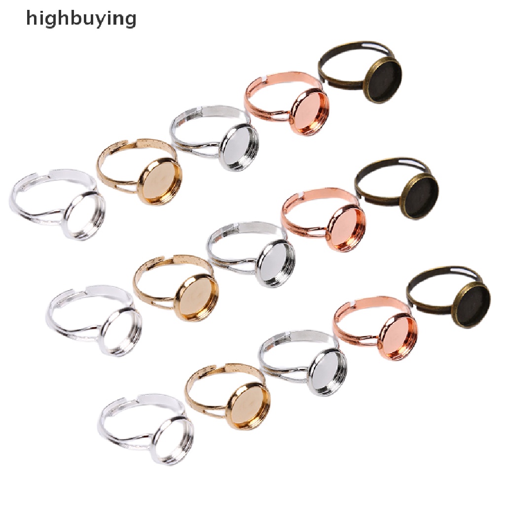 Hbid 10pcs Cincin Cameo Kosong Adjustable Untuk Membuat Perhiasan DIY