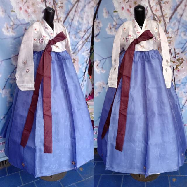 Sky blue pink soft hanbok
