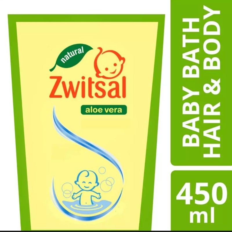 Zwitsal Baby Bath Hair and Body 2 in 1 Natural Aloe Vera 450ml - Refill