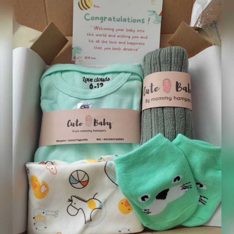 Termurah Paket Hampers Bayi / Hampers Baby / Parcel Baby / kado lahiran by cute baby-Paket green hemat