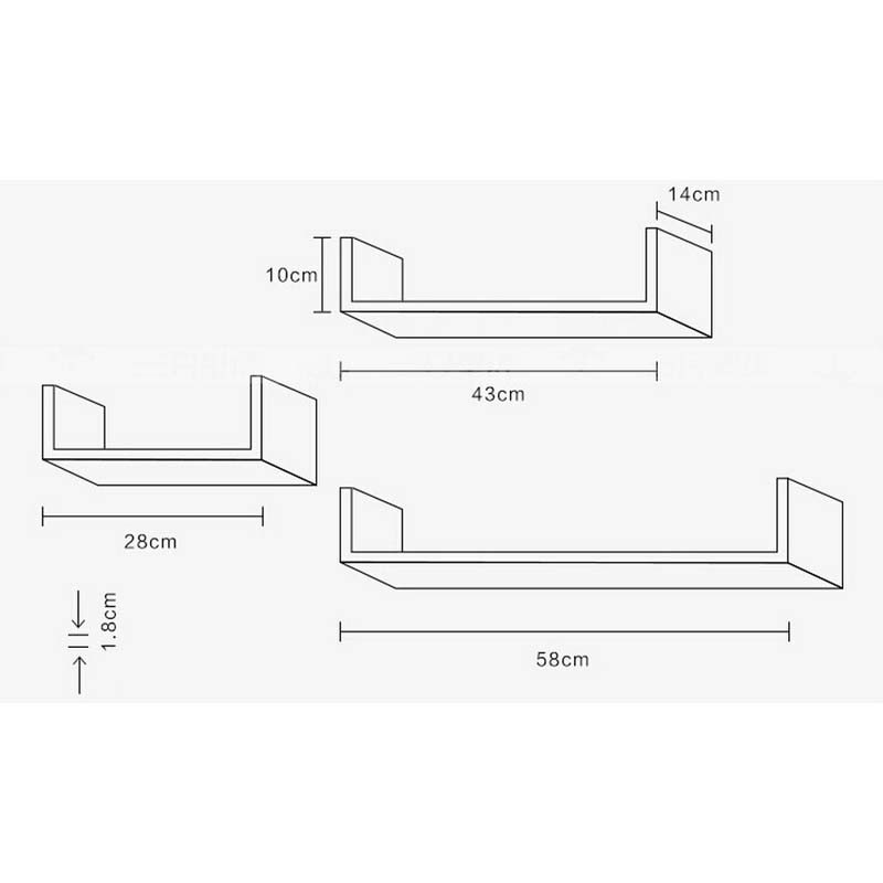 StarHome Rak Buku Melayang - Rak Dinding 1 Set isi 3 Pc - Set Wall Floating Shelves - U