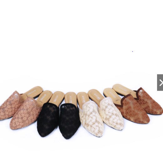 SELOP AYOMI Hanako KODE : LLO-80 / Mules Brukat Flat Shoes / Sepatu Brokat Wanita / sepatu wanita
