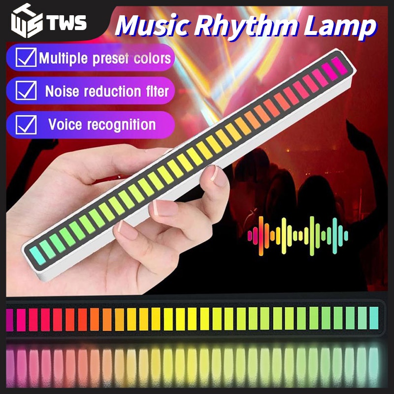 LED RGB Voice Control Audio Band Spectrum Music Play Colorful Indicator Pickup Light