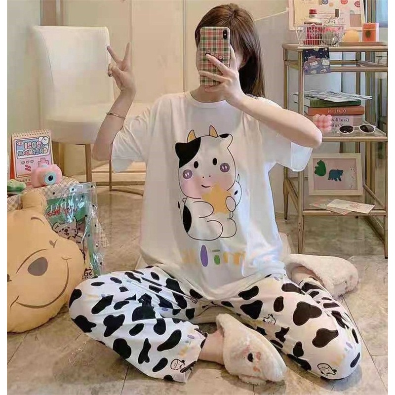 Baaju.id Baju Setelan Piyama Import Jumbo Big Size Baju Rumah Baju Tidur Wanita KR1001