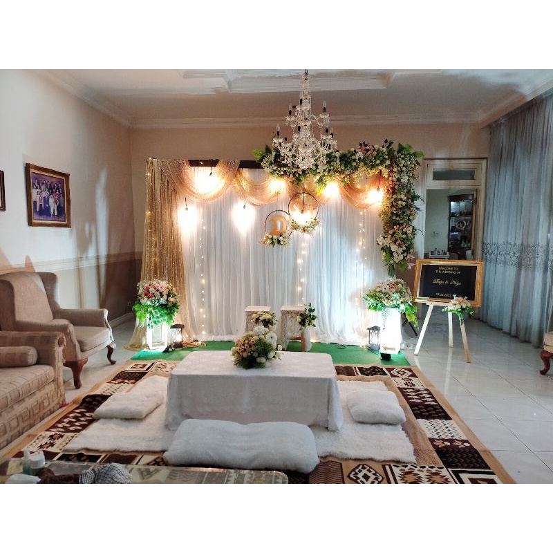 sewa dekorasi akad nikah 3 meter + meja akad lesehan