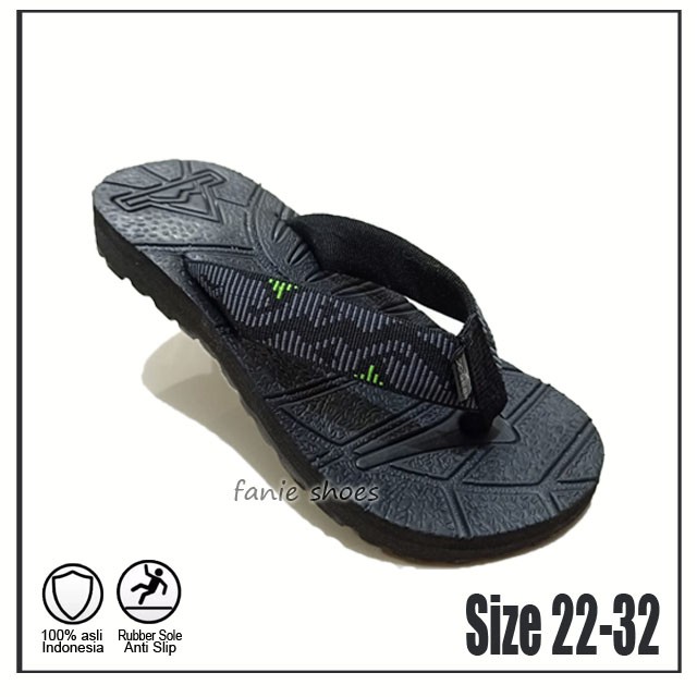 X-gear 22-30 Sandal Anak Karet Remaja Laki Dewasa / Sandal Jepit Hitam Laki / Sandal Murah Laki