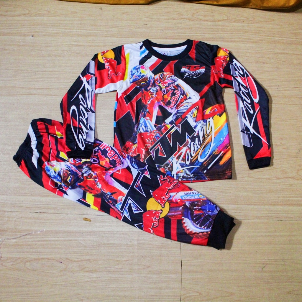 Setelan baju motor cross/baju sepeda anak/baju motor cross murah