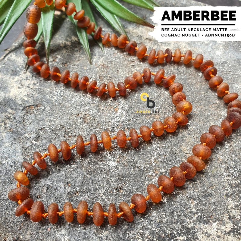 Kalung Amber Dewasa Premium Glossy Cognac Nugget ABNNCN150 by Amber Bee