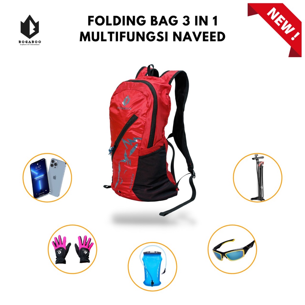 Folding bag 3 in 1 bogaboo ultralight seri NAVEED - TAS PINGGANG - TAS SLEMPANG - TAS SUMMIT - TAS SEKOLAH - BODYPACK