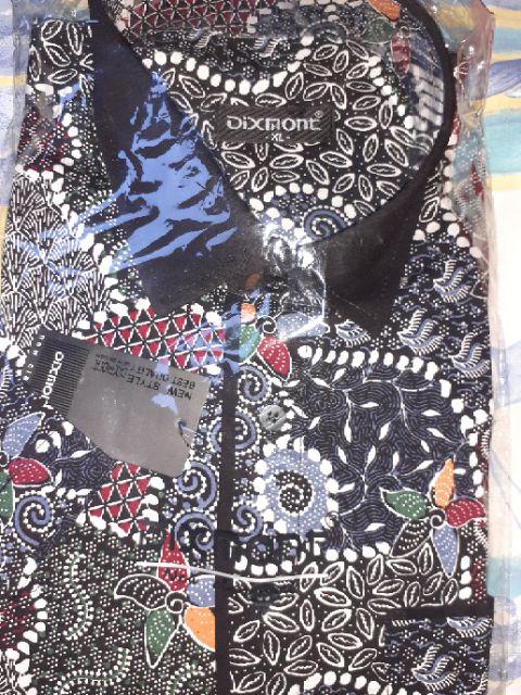 Kemeja Batik Pria Lengan Pendek Bs62 Katun Motif Modern Dixmont Semi Slim Fit Premium