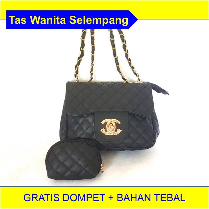 Tas Wanita Selempang Hitam Gratis Dompet Simple Model ...