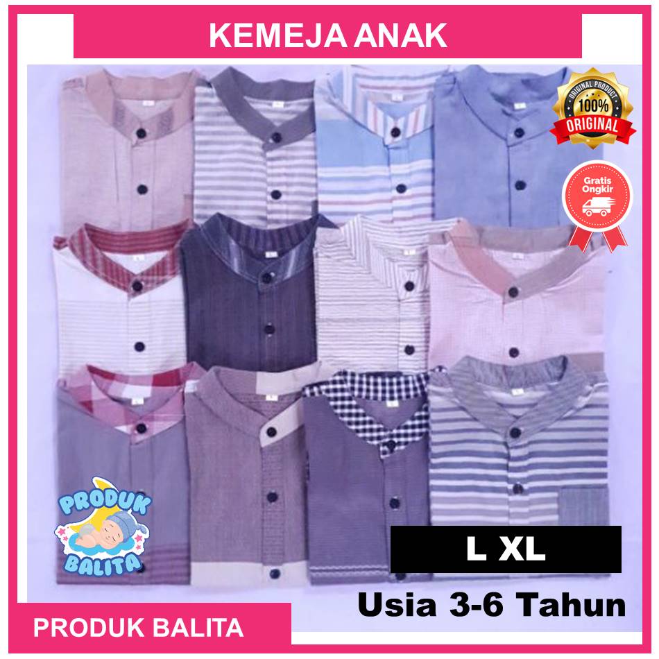 Kemeja Anak Cowok Lengan Pendek Baju Atasan Anak Laki-laki Kemeja Motif Usia 3-7 Tahun Termurah