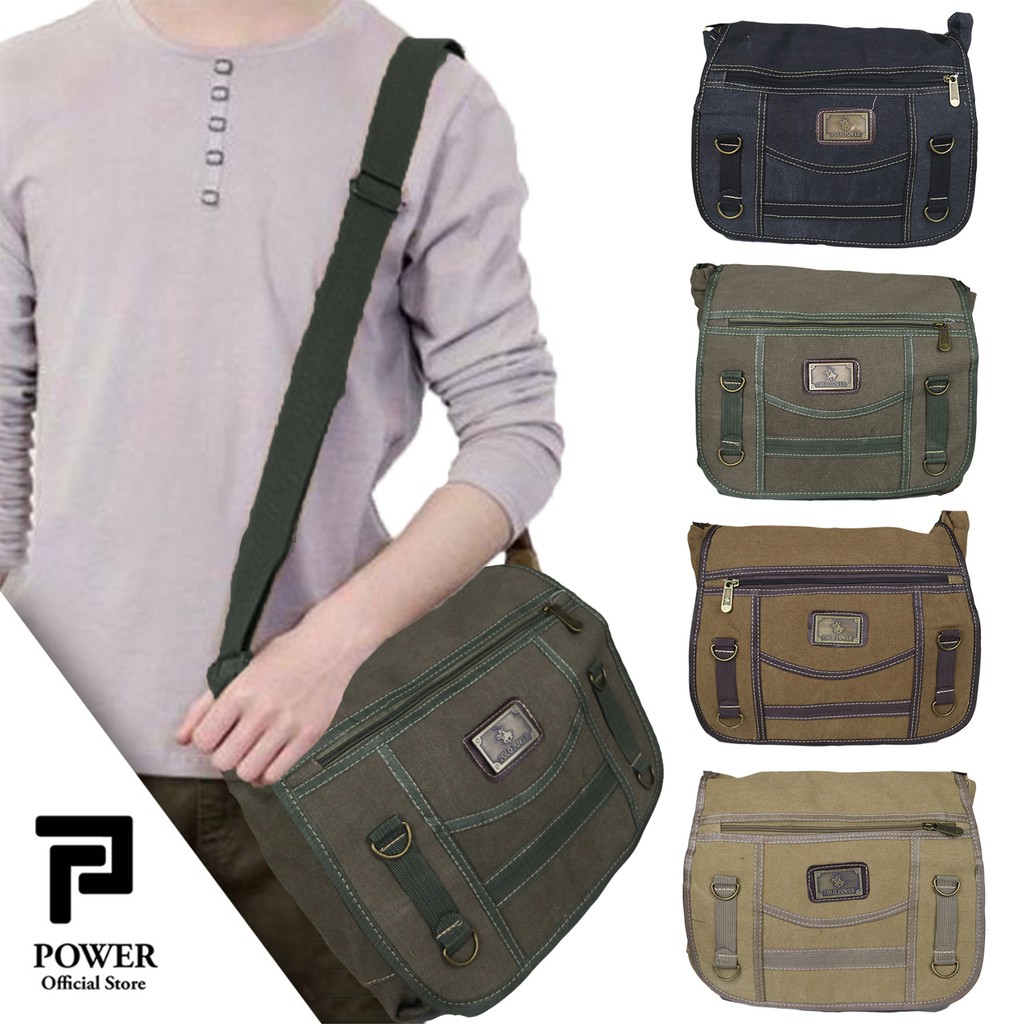 Tas Selempang Canvas Polo Power Shoulder bag Import Tas Slempang Bahu Pria Tas Kanvas Polo Original