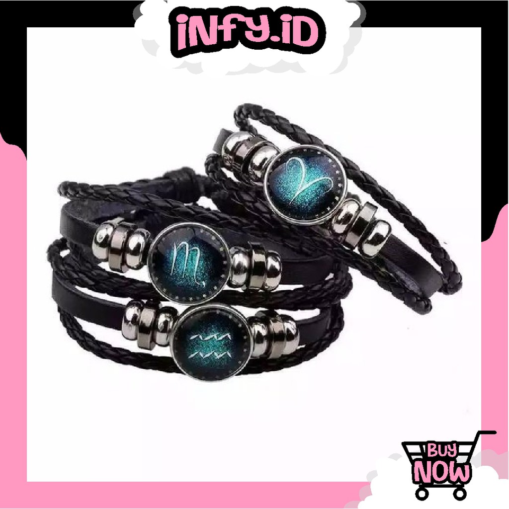 INFY - GELANG ZODIAK TANGAN WANITA PRIA STRAP KEPANG ZODIAC FASHION KOREA SIMPLE KEREN A001 IMPORT