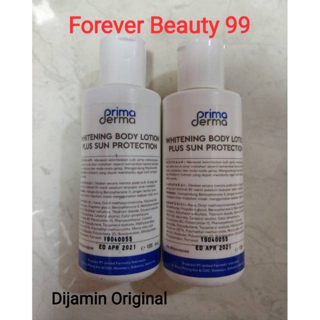 Primaderma Whitening Body Lotion Plus Sun Protection  SPF 30 - Prima Derma Hand Body pemutih pencera