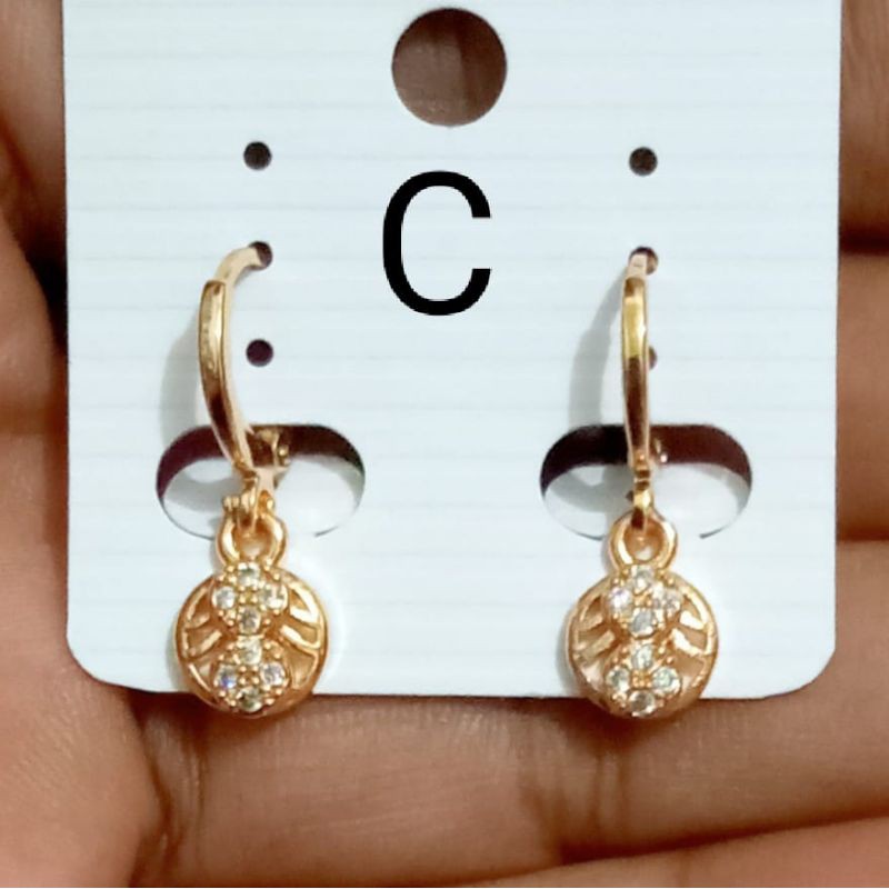 RJJ02. Anting xuping wanita lapis emas dgn mata zircon