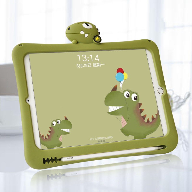 Case Pelindung Bahan Silikon Ukuran 32cm 10.2 Inci Motif Kartun Dinosaurus Untuk iPad Mini 5