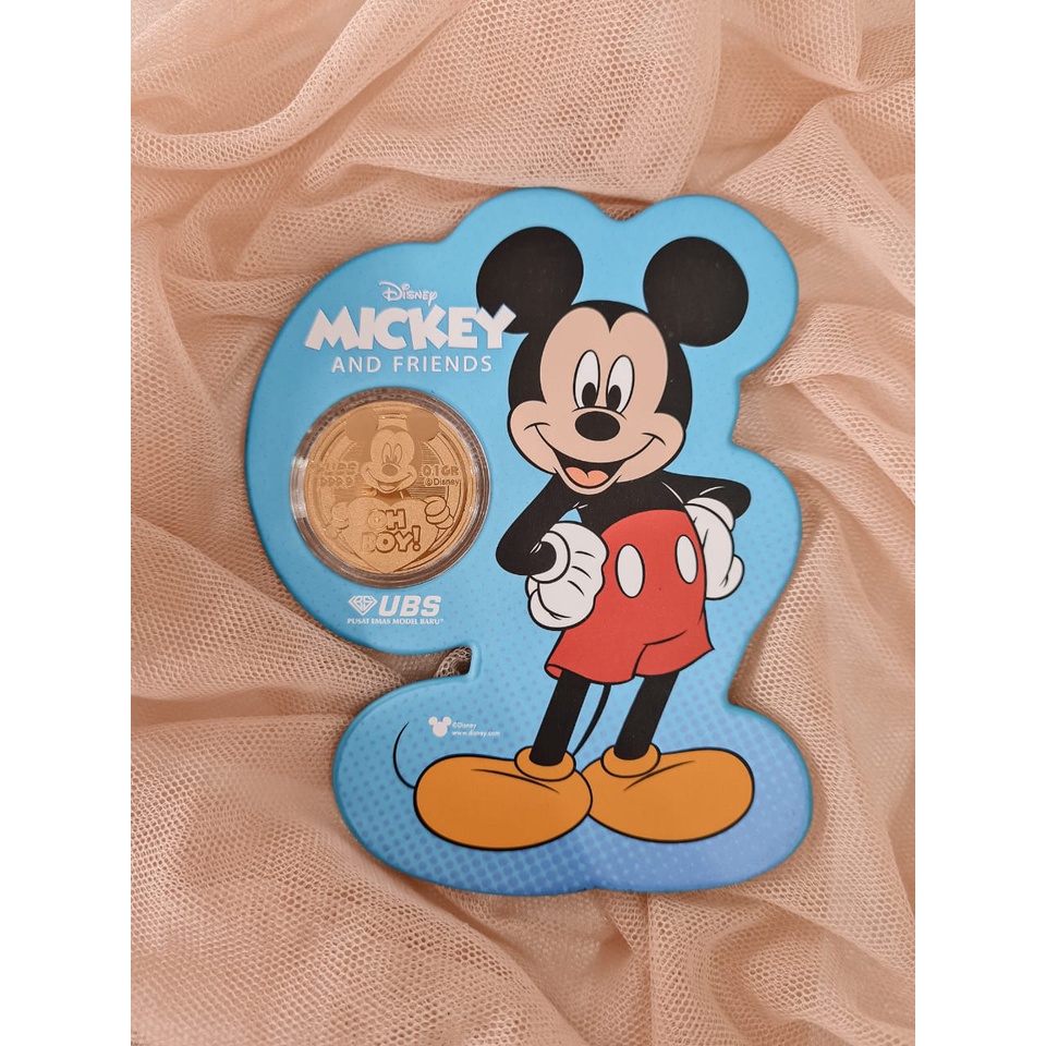 0.1 GRAM LM LOGAM MULIA EMAS UBS DISNEY MICKEY AND FRIENDS ORIGINAL SERTIFIKAT ASLI LOGO  24K 999.9%