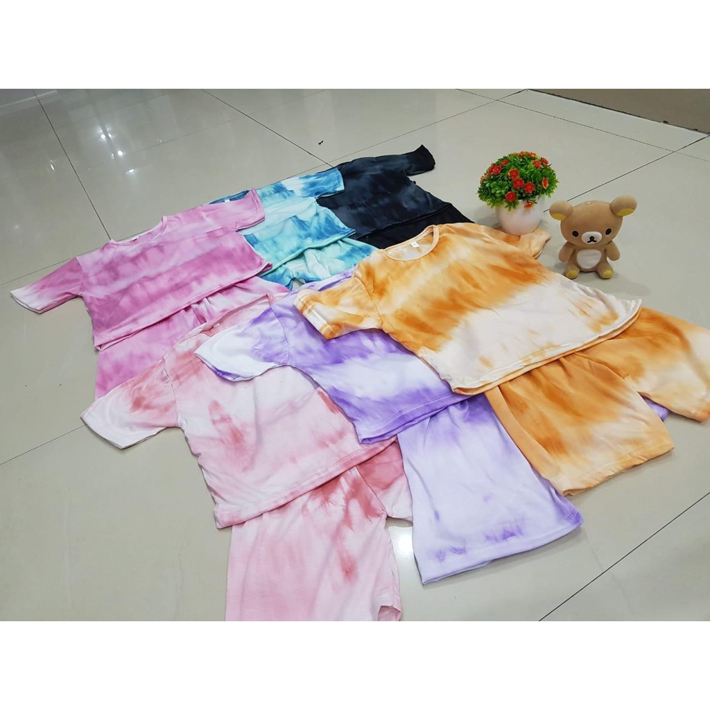 VS X - TIE DYE SHIRT SETELAN ANAK/KAOS VIRAL/KAOS ANAK/TIE DYE SHIRT/ LENGAN PENDEK/BAJU ANAK