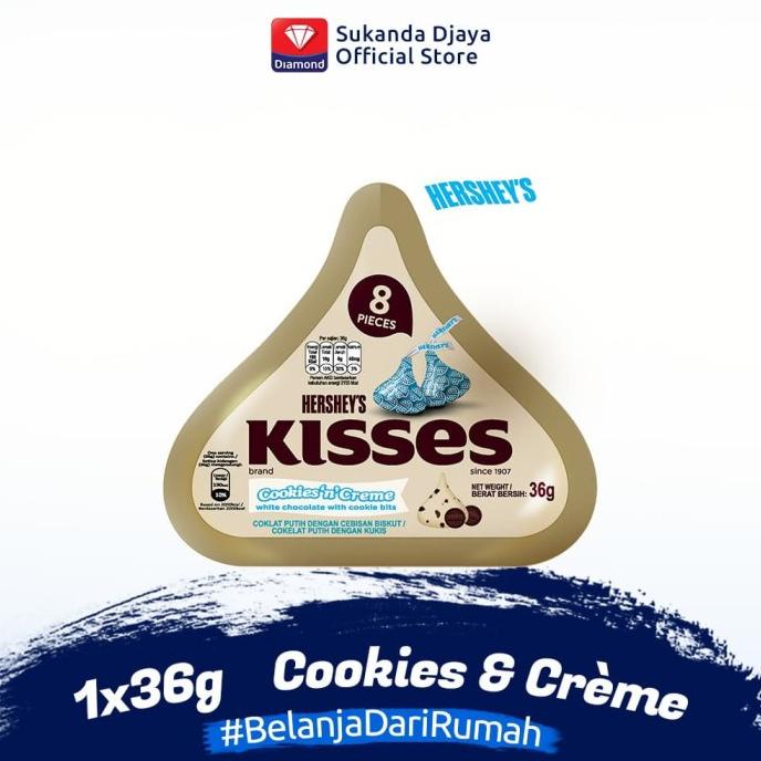 

PROMO Hershey Chocolate Kisses Cookies'n'Creme / Coklat Kukis and Krim 36 g MURAH