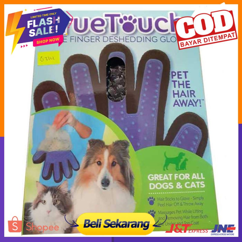 True Touch - Sarung Tangan Pemijat Perapi Bulu Hewan Anjing Kucing