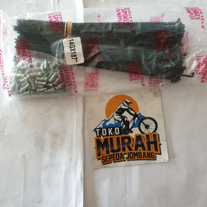 JARI JARI 14G X 187MM RUJI 20 SPOKE HITAM SEPEDA