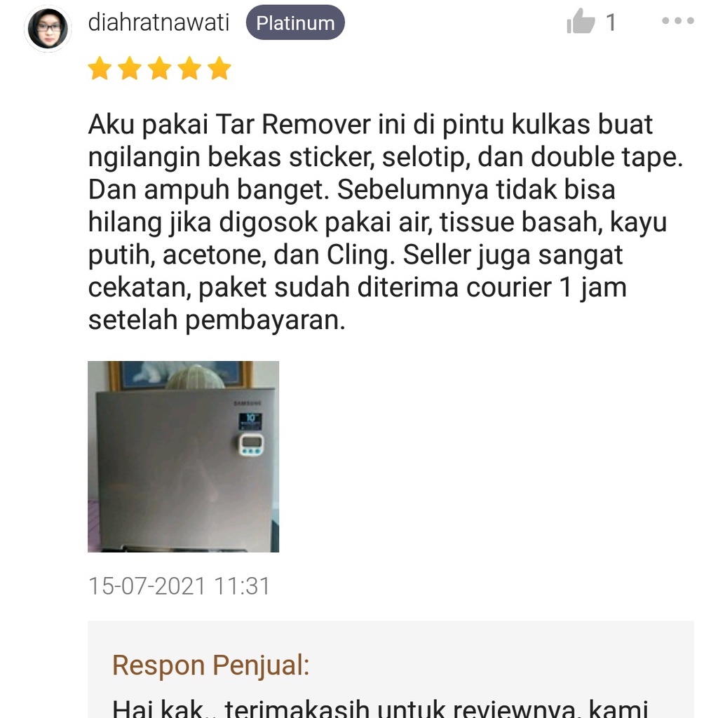 TAR REMOVER - Pembersih penghilang noda aspal bekas sticker stiker lem di cat body bodi mobil motor