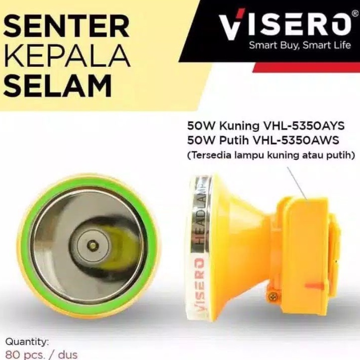 COD SENTER KEPALA SELAM DIVING HEADLAMP 50 WATT VISERO VHL-5350AWS CAHAYA PUTIH 50 WATT SUPER TERANG / SENTER KEPALA SELAM/DIVING VISERO 50 WATT VL-5350